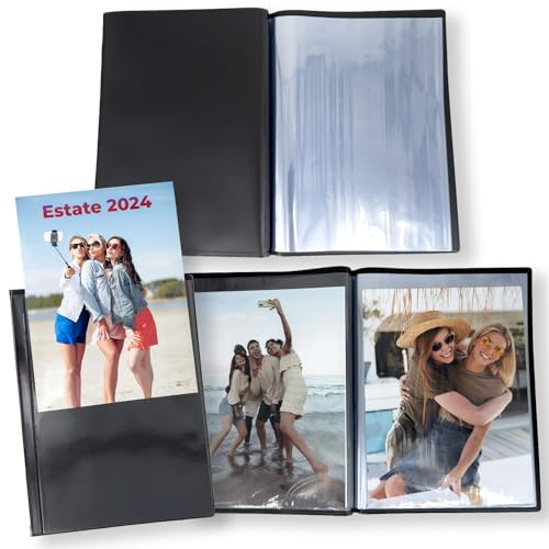 Set mit 5 platzspareden Fotoalben, personalisierbar, 15 x 21 cm, 18 Taschen, sehr transparent, Kapazität für 180 Fotos