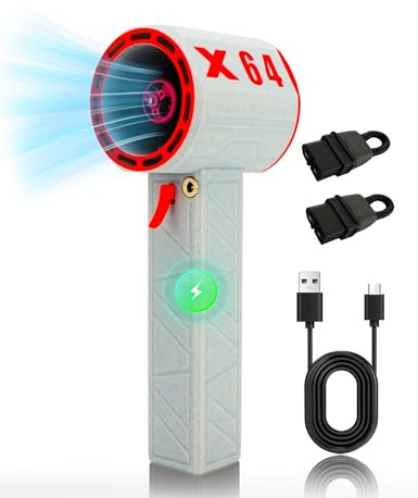 Bewinner X64 Super Jet Dry Fan - Ventilador turbo violento grande de 8000 mAh con empuje de 1400 G y conducto de 64 mm, soplador de aire universal de 11 cuchillas para secadora de coche, nieve (blanco