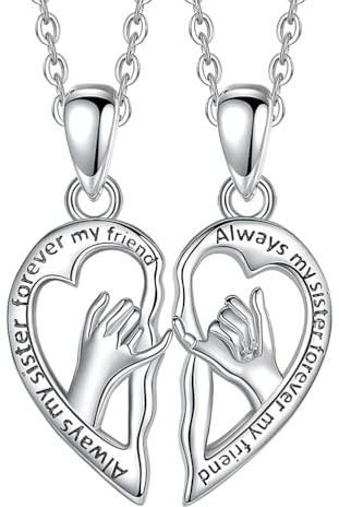 Fc'Noqgn Collar de 2 piezas, Collar de la amistad, Para la mejor amiga de una chica, Regalo de cumpleaños, Cadena de colgantes, Regalo