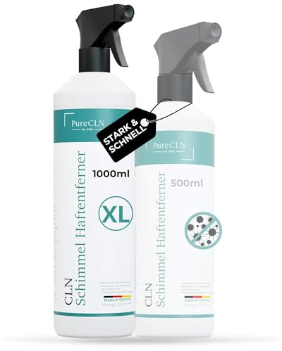 PureCLN Schimmelentferner Gel mit Hafteffekt und Aktiv-Chlor– 1L Antischimmelspray für Holz, Tapete, Wand, Silikonfugen - Anti Schimmel Gel mit Sofortwirkung – Schimmel entfernen wie die Profis