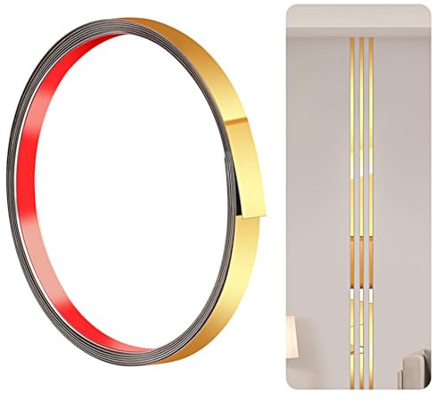 300cm-1cm Baguette de Finition en Acier Inoxydable, Moulure Murale, Moulure Décorative pour Cheminées, Cadres de Miroirs, Murs, Voitures et Meubles(Or)