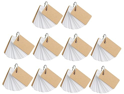 Kraftpapier Taschennotizblock mit 10 Stück aus Metallring für Schule Büro | Einfaches Format, Einseitig Gelocht, Weiß, Praktisch für Notizen, Blätter und Karteikarten im Alltag
