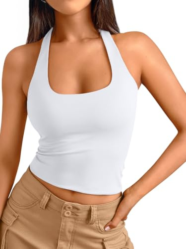 Trendy Queen Halter Tops for Women 2026 Summer Going Out Crop Cute Y2k Tops