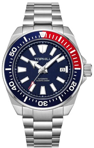 TOPHILL Pro Dive Relojes para hombre de 43,5 mm 30 Bar Reloj de buceo NH35 automático mecánico con zafiro luminoso para buceo resistente al agua reloj de pulsera TD008G, Moderno