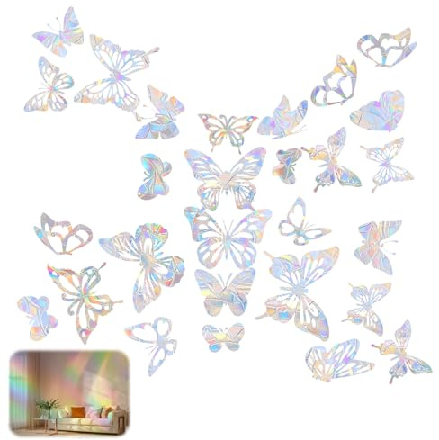 31 Pezzi Adesivi Anti Collisione Vetri Arcobaleno, Decalcomanie Prisma Anti-Uccelli, Anti-Collisione Statico Arcobaleno Adesivi, Anticollisione Per Uccelli Prismi, Diametri Vari, Ideali Per Casa