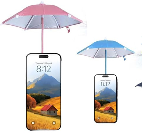 Dedaozhe Cell Phone Sun Shade，Magnetic Phone Umbrella for Sun,Phone Stand for Sun Protection,Adjustable Sun Shade Shield for iPhone 2 Pick(Pink+blue)