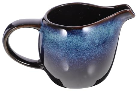 UKCOCO Pichet à Lait en Céramique Bleu de Style Européen avec Anse et Bec Verseur, Design Créatif, Facile à Nettoyer, Réunions Familiales Service de Crème