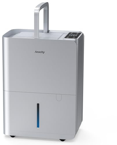 Déshumidificateur AEOCKY Max 25L, applicable à 200 m³ (50 m²), déshumidificateur à compresseur intelligent avec tuyau de vidange, pour sécher les vêtements, chambre, salle de bain, sous-sol