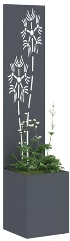vidaXL Garten Sichtschutz-Leinwand Floral Anthrazit 32 x 32 x 150 cm
