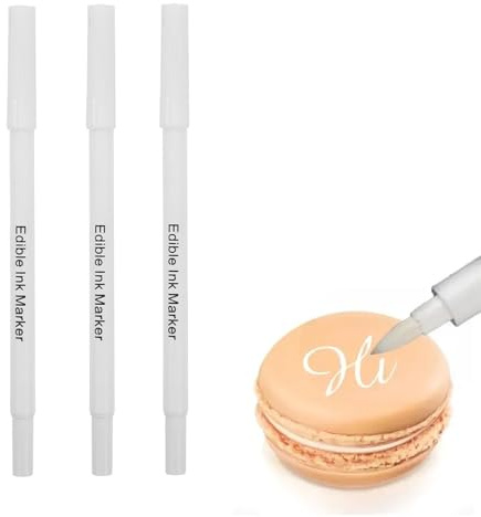 3Pcs White Food Colouring, Icing Pens, Double Tips Edible Food Pens | White Edible Pen for Cake Decorating, Easy White Fondant Icing Pen for Decorating Cookies, Desserts, Easter Eggs, Writing