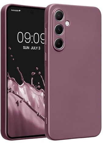 kwmobile Custodia Compatibile con Samsung Galaxy A55 5G Cover - Protezione Back Case Morbida - Silicone TPU Effetto Metallizzato lavanda metallizzato