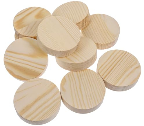 HIAKDOFT 10 Pezzi Rondelle in Legno Naturale per DIY Decorazioni Fai da Te Tondi Levigati per Pittura Natalizi e Accessori Creativi per Feste
