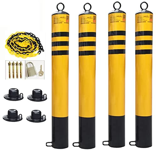 Lot de 4 bornes de barrière de stationnement robustes pour la sécurité des allées - 76 x 650 mm