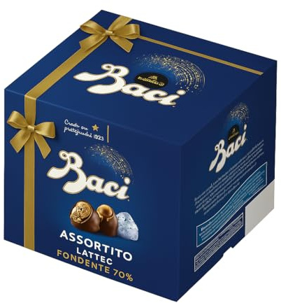 Cubo Cioccolatini Fondenti o Assortiti con Nocciola Intera – Confezione Elegante da 343g – Praline Ripiene al Cacao con Granella Croccante – Idea Regalo per Feste, San Valentino etc (Fondente 343g)