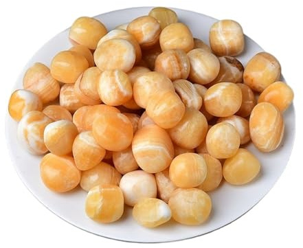 RNUMLIGH 50 g de Pierres roulées en Jade Jaune, Quartz, Gravier, Cristaux, 1,5 à 3 cm
