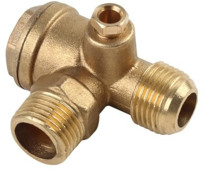 20mm 3-Port Brass Check Valve Connector for Direct Air Compressor, Male Threaded Tool