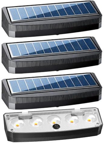 AdalyRoma 4 X Lámparas Solares para Exteriores, 3 temperaturas de color, 4 modos de iluminación LED Luces Solares para Valla Exterior, Aplicable a Escalones, Vallas, Barandillas, Patio, Terraza
