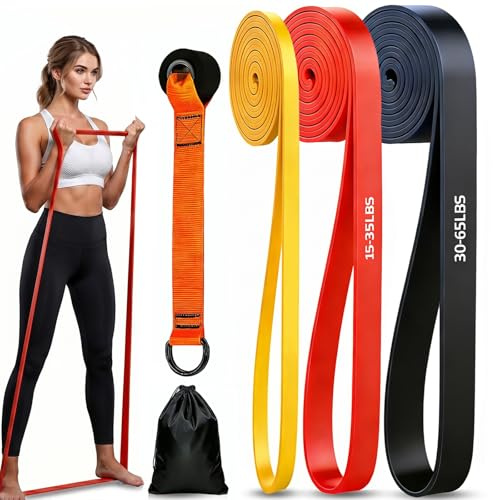 Fitnessbänder, Resistance Bands Set, Widerstandsbänder Fitnessband mit Türanker, Schutzpad und 2*Griffen, Gymnastikband für Krafttraining, Yoga, Pilates, Muskelaufbau