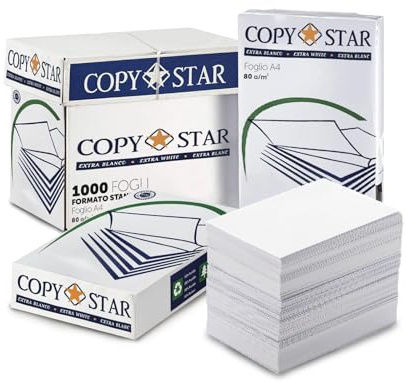 DETERMONDO 1000 Risma Carta A4 per Stampante 80 gr Confezione da 2 risme da 500 Fogli Bianchi ideale per tutte le Stampanti e Fotocopiatrici da Ufficio e Casa