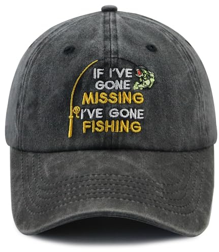 mukroiw Fishing Gifts for Men Women, Funny Fishing Hats for Papa Mama Black