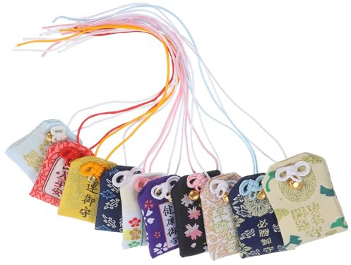 HANABASS 10 StüCk Japanische Omamori AnhäNger Kleine Segenstaschen Aus Leinen Stoff FüR FrüHlingsfest Dekorationen Und GlüCksbeutel Geschenkverpackungen