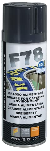 Faren F78, Grasso Lubrificante Spray Alimentare, Atossico e Antiossidante, Conforme FDA, Protezione Anticorrosiva per Macchinari Alimentari, Resistente all'Acqua, 400ml