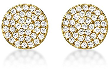 Diamond Treats Funkelnde Scheiben-Ohrringe mit Cubic Zirkonia Steinen in 925 Sterling Silber, runde Silberohrringe für Damen und Mädchen, süßer Silberschmuck für Frauen