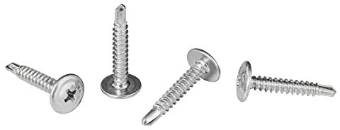 #8 x 1 Phillips Modified Truss Head Self-Drilling Tek Screw, Zinc-Plated Steel for Sheet Metal Attaches Wire Lath to Metal Studs - Box of 100