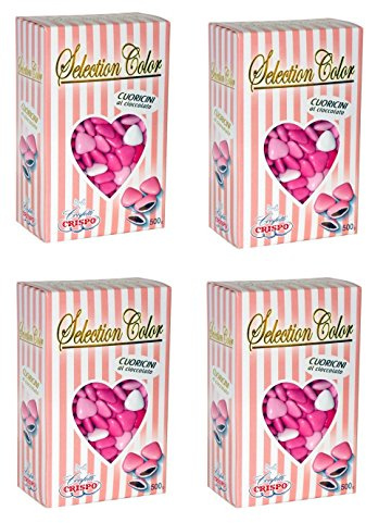 Confetti CUORICINI ROSA SFUMATI CRISPO 4 CONFEZIONI DA 500 GR. Bomboniere CUORI MIGNON