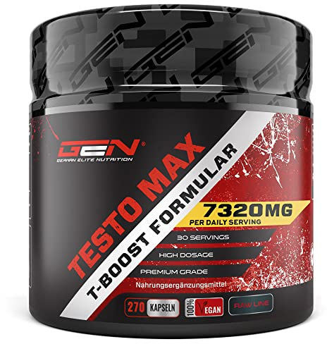 Testo MAX - 270 capsules - Extra fort : hautement dosé avec 7320 mg par portion journalière - Avec acides aminés + extraits de plantes - Tribulus + Extrait de Maca + Boron + Acide D-Aspartique - Vegan