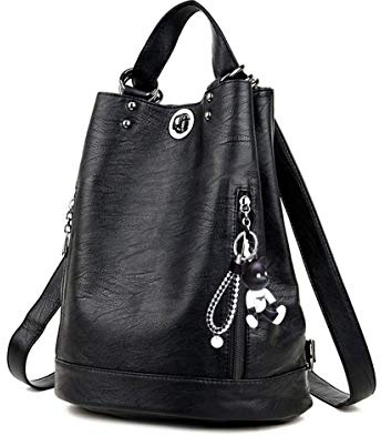 DEERWORD Damen Rucksack Taschen Frauen Elegant Tasche Stadtrucksack Rucksackhandtasche Vintage PU-Leder 5781 1-teilig set Kaffee
