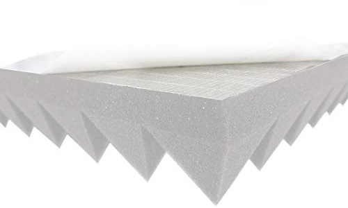 Schiuma fonoassorbente autoadesiva a piramide, tipo 50 x 50 x 6 cm, colore: grigio chiaro per un efficace isolamento acustico