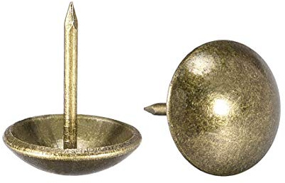 sourcing map Upholstery Nails Tacks 14mm Dia 17mm Height Retro Round Thumb Push Pins Bronze Tone for Furniture Sofa Headboards, 100 Pcs