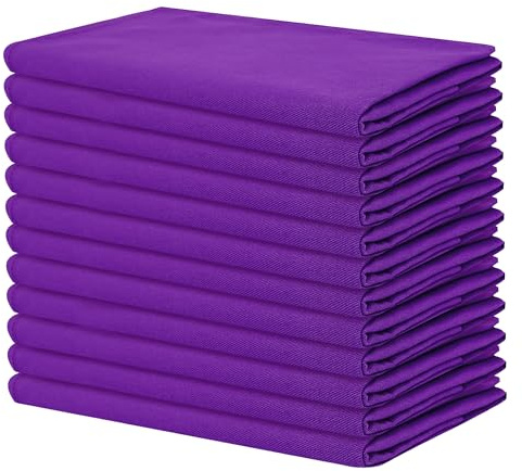 Sweet Needle - Confezione da 12 - Tovaglioli oversize in cotone 100% 45 cm x 45 cm (18 x 18), VIOLA - Tessuto spesso per l'uso quotidiano con angoli arrotondati