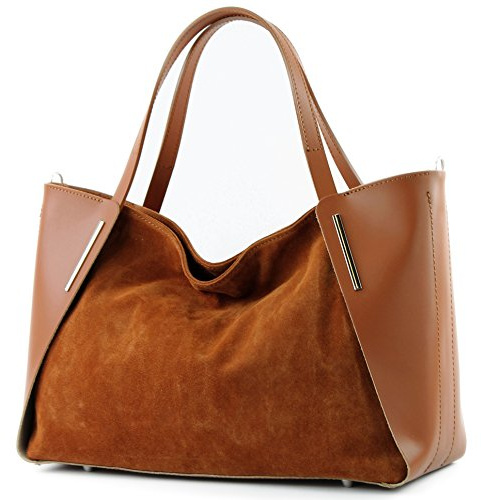 modamoda de - T126 - ital. Shopper Tragetasche Leder/Wildleder
