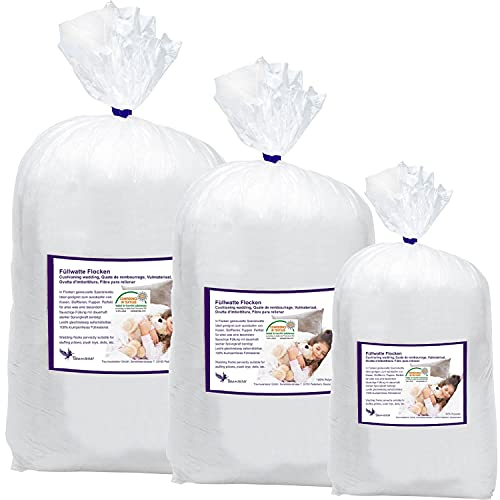 Traumreiter Füllwatte 300g mit Extra Power I silikonisierte Flauschige Faserbällchen I Kissen Füllung 95° waschbar + Trockner I 100% Polyester Watte basteln Kissenfüllung Füllmaterial Füllstoff
