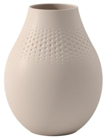 Villeroy & Boch - Manufacture Collier sand, hohe Vase Perle, 20 cm, Premium Porzellan, Beige, Hoch