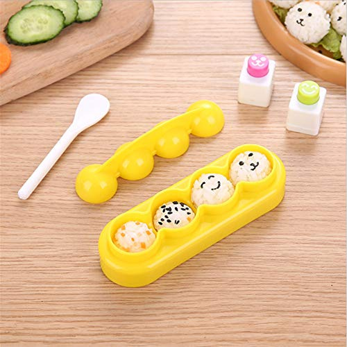 Rice Mold Cartoon Bento Maker Mould Ball & Seaweed Nori Expression Cutter Bento Accessories DIY Kitchen Tools for Baby Kids Meal, Set of 5