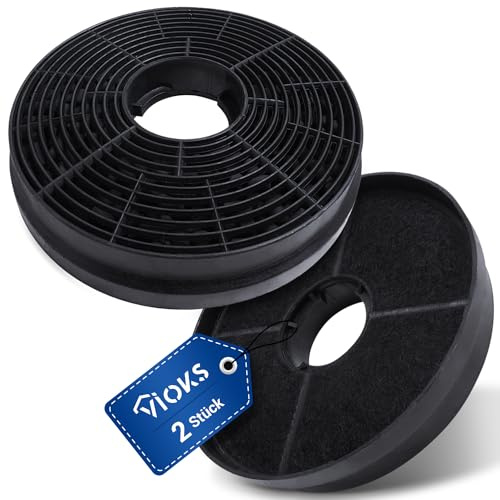 VIOKS 2x Kohlefilter Dunstabzugshaube Ersatz für Respekta MIZ0058 MIZ 0058 | Rund Filter Aktivkohlefilter, ersetzt PKM CF130, Ersatz für Candy 49040890 35602288 49040117 352C66, für Abzugshauben