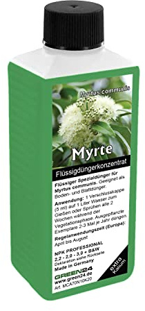 Myrtus communis Dünger NPK flüssig für Myrte, Myrtengewächse, Brautmyrte und Gemeine Myrte, Volldünger, mediterraner Strauch, Pflanzen düngen