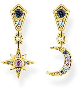 THOMAS SABO Ohrringe Royalty Stern & Mond gold 925 Sterlingsilber, 750 Gelbgold Vergoldung