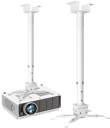 2-Be-Best Upgraded Projector Ceiling Mount 23-39” / 58-100CM Heavy Duty Adjustable Projectors Mounts for Home Office Factory Long White