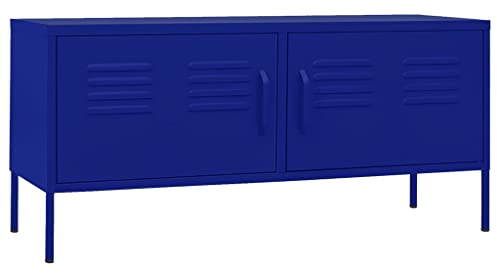 vidaXL Mobile TV Blu Marino 105x35x50 cm in Acciaio