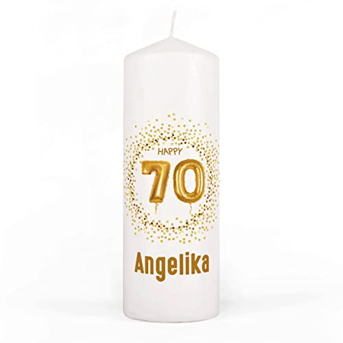 Herz & Heim® personalisierte Geburtstagskerze zum runden Geburtstag mit Wunschnamen 70. Geburtstag