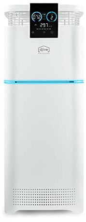 djive Pure 1200 Purificador y humidificador Professional, CADR 697 m³/h, elimina el 99,99% con filtro HEPA H13, UV-C, filtro de carbón activo e ionizador con aplicación & Alexa, hasta 200 m²