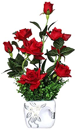 Künstliche Topfpflanze, kleine gefälschte Pflanze, Topfpflanze, Heimdekoration, künstliche Rose, Blumentopf, Badezimmerdekoration, Tisch (A)