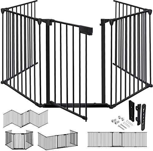 KESSER® Barrière de Protection pour cheminée avec Porte en métal, Barrière de sécurité pour Four, Barrière de sécurité pour Animaux, pour la sécurité des Enfants, 480cm