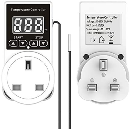 Digital Thermostat Plug Socket UK: YOYIAG Thermostat Plug Day and Night Temperature Controller Thermostatic Plug, LCD Screen Heating Cooling Temperature Switch for Greenhouse Reptile Terrarium Home