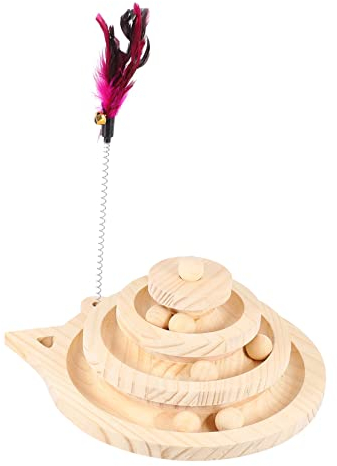 Mipcase Holz Katzenspielzeug Mit Drehteller Spielzeug Für Katzen Inklusive Holzkugeln Für Bewegung Und Spaß