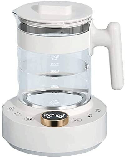 OLOTU Bollitore Bollitore Elettrico da 1,5 l / 52,8 Once, bollitore per tè in Vetro borosilicato Alto, Caldaia per Acqua Calda dal Design Intelligente con Controllo della Temperatura più Veloce